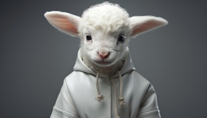 A gentle lamb with a softwoolly coat.