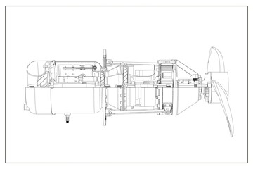 3D design of a single-engine airplane engine.
