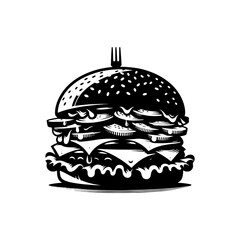 Silhouette of a Savory Hamburger: Graphic Design Must-Have - Hamburger Illustration
