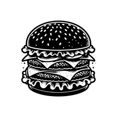 Hamburger Silhouette Icon: Instant Graphic Solution - Minimallest Hamburger Vector
