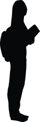 Silhouette of student full body. College illustration in vector