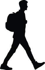 Silhouette of student full body. College illustration in vector