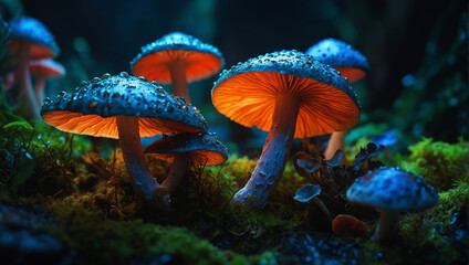 Cute fungus in rain
