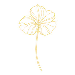 Golden Floral Elegance: Stylized Line Art Blossom