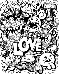 Naklejka premium Love Among Monsters