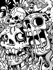 Group of Skulls Drawing