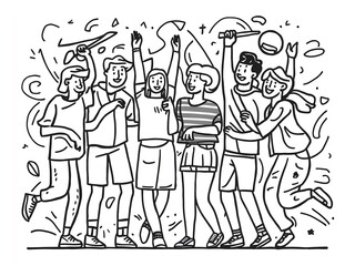 People celebrating winning the match 