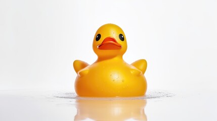 Rubber duck on a white background. AI generated.