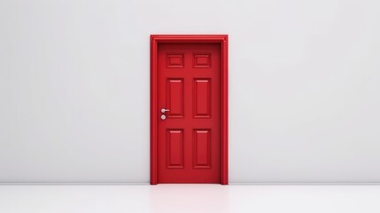 Red door on a white wall. AI generated.