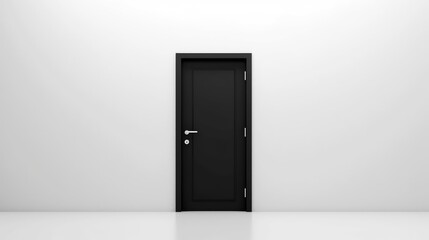 Black simple door on a white background. AI generated.