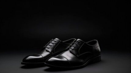Black male shoes on a dark background. AI generated.