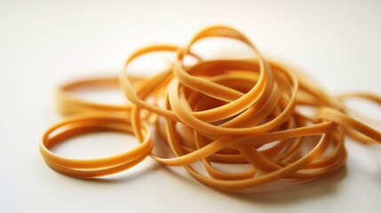 Beige rubber bands on a white background. AI generated.
