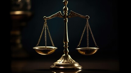Scales of justice on a dark background. AI generated.