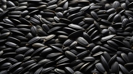 Black sunflower seeds background. AI generated.