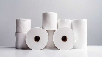 White toilet paper rolls. AI generated.