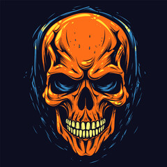 skull head illustration portrays. Vector illustration for halloween poster, day of dead, tattoo