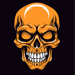 skull head illustration portrays. Vector illustration for halloween poster, day of dead, tattoo