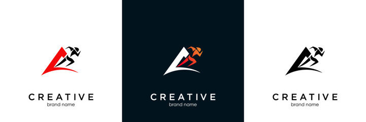 running man concept vector logo design