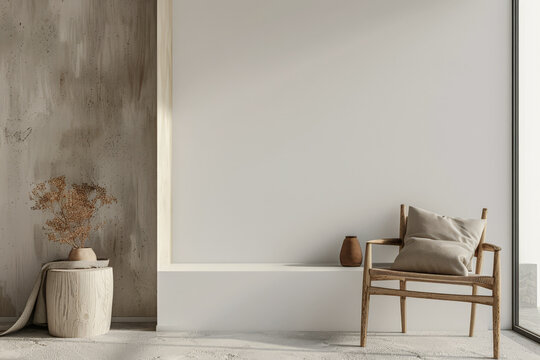 Minimalist interiors decor composition in neutral tones, natural lighting and serene ambients