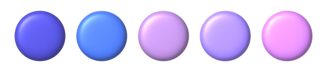 Purple round buttons. 3d icons design element. Vector illustration.