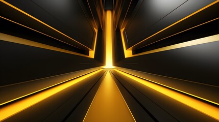 3d rendering of yellow and black abstract geometric background. Scene for advertising, technology,...