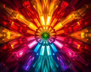 Vibrant colors, spinning, symmetry