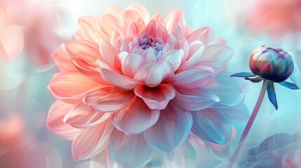 Giant pastel flower blossom showcasing a vibrant array of soft colors in full bloom