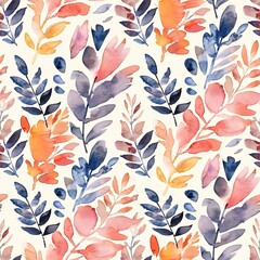 Hand-painted watercolor seamless pattern with boho motifs, soft pastel colors, ideal for wallpaper and fabric design. Seamless Pattern, Fabric Pattern, Tumbler Wrap, Mug Wrap.