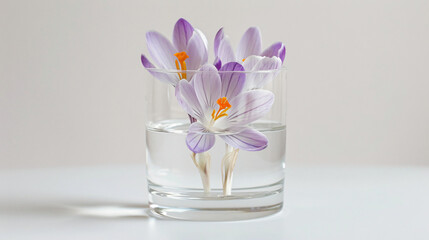Crocus flower in a glass of water
