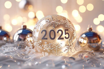 new year 2025 background with christmas balls
