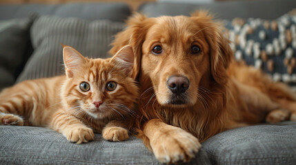 Cute dog with cat