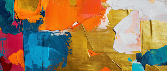 Colorful abstract acrylic painting with textured brush strokes. Generative AI