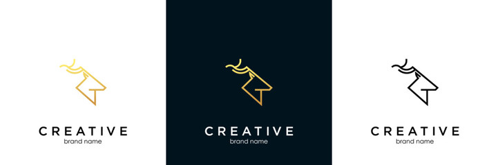 Deer head antler line icon. Elk buck symbol. Wild animal logo. Wilderness sign. Vector illustration.