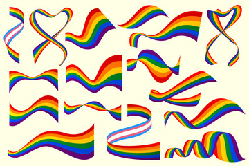 happy pride month rainbow color ribbons abstract waves