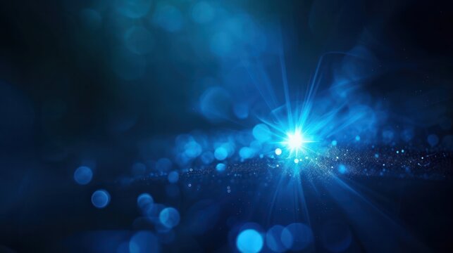 abstract blue of lighting for background. digital lens flare in black background