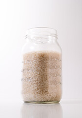 Photograph jar filled with rice grains storage food