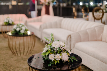 decoration of a wedding ceremony with original details and candles.