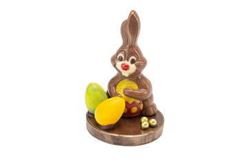 chocolate Easter rabbit handmade on a white background