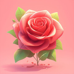 3D Valentine's Day rose material, Valentine's Day wedding concept illustration background