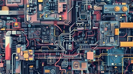 Fototapeta premium Mesmerizing Futuristic Smart Grid Pixel Art from a Birds Eye View