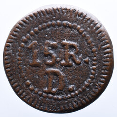 Coin of Portuguese India from the reign of Maria II Queen of Portugal. Century XIX