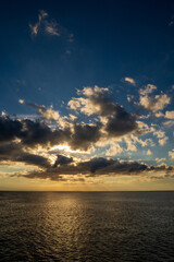 Beautiful landscape with dramatic sky, sea water and islands in the island of Zakynthos, Zante, Greece