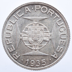 Silver coin from the Portuguese colony of Mozambique. 20th century