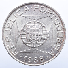 Silver coin from the Portuguese colony of Mozambique. 20th century