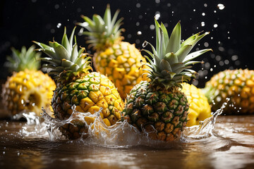 pineapple with water concept ai generative image