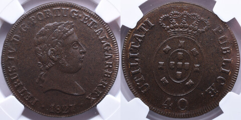 Portugal Bronze Coins. 40 reis. Monarchic Period