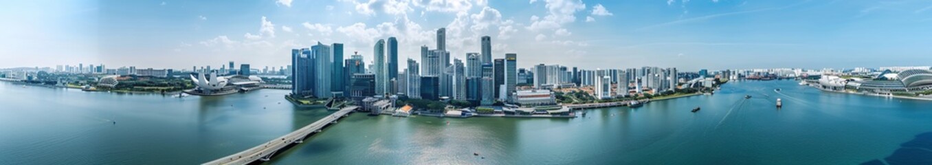 Obraz premium Aerial panoramic image of Port. Concept of Landscape Background.