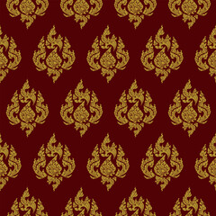 Thai Pattern dark red background