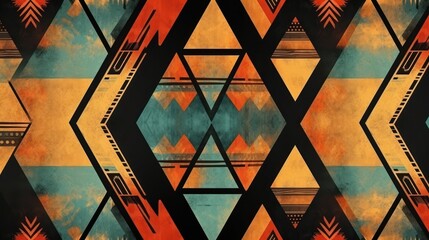 african geometric with grunge effect background