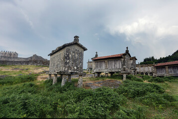 Lindoso village medieval castle and old granite granaries